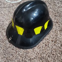 fire helmet black used fireman firefighter safety turnout bunker Shell Only