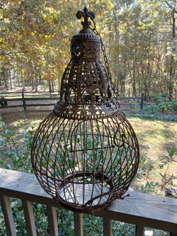 Large Antique Iron bird cage