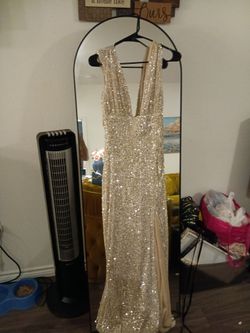 Gold Sequin Formal Maxi Dress