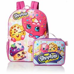 SHOPKINS BACKPACK WITH DETACHABLE LUNCHBAG (CAN BE USED WITH OUT LINCHBAG ALSO) 16 INCHES TALL
