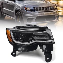 Huray Headlight Assembly for Jeep Grand Cherokee 2017-2021 [Only for Xenon Type] [Black Housing] OE Headlamp Replacement Passenger Side