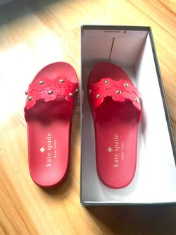 Kate Spade New York Red Floral Slide Sandals
