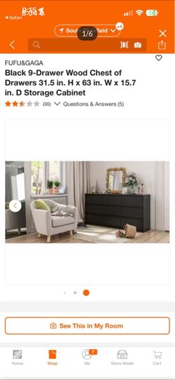 9-Drawer Black Wood Dresser
