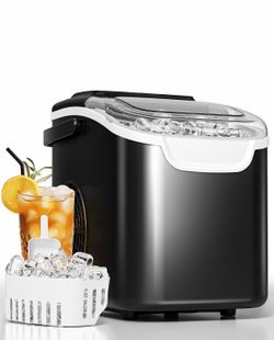 Countertop Ice Maker, 8 Cubes in 6 Mins, 26.5lbs/Day, Self-Cleaning, Ultra-Quiet for Home Bar, Kitchen, Office & Entertaining