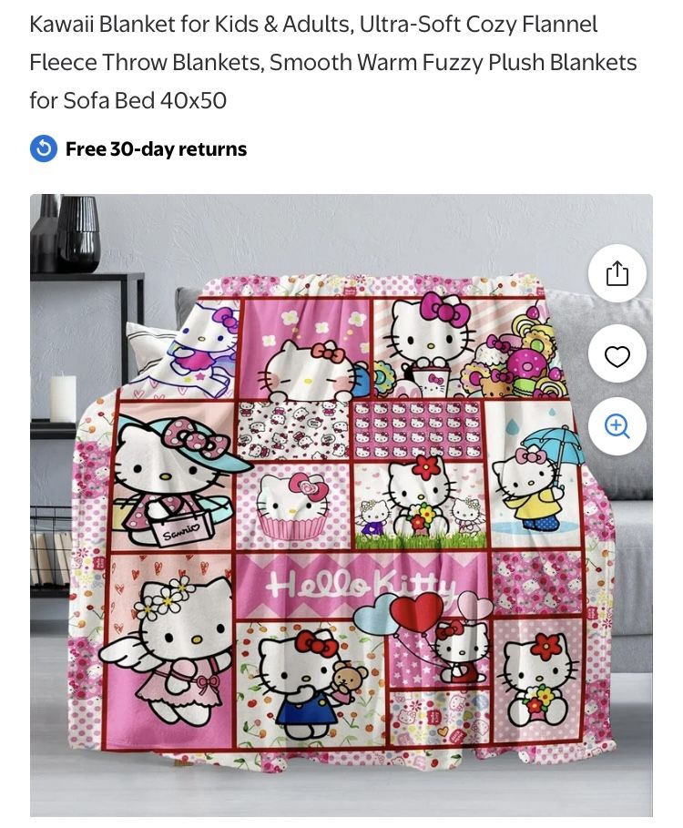 Hello Kitty Throw Blanket 50x40