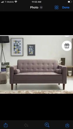Mid-Century Tufted Fabric Loveseat Sofa
