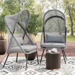 Gray Outdoor Canopy Accent Chairs Set of 2