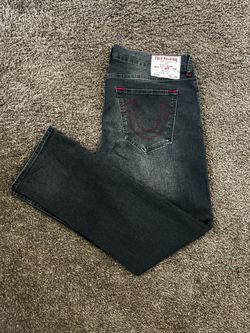 True Religion Black Jeans with Red Stitching