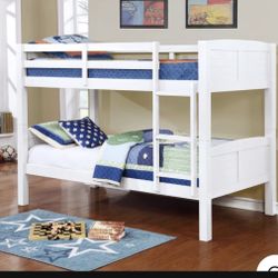 New In Box White Twin Size Bunk Bed, With 2 Mattress, We Can Deliver. Litera Con Colchones.