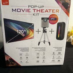 iLive Pop‑Up Movie Theater Kit – 120” Screen, Projector, Bluetooth Speaker – Portable Outdoor Cinema