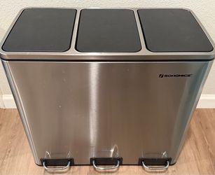 Songmics 54 Liter Steel Step On Multi-Compartment Trash & Recycle Bin, like new