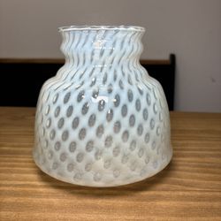 Vintage Coin Dot Opaline Glass Lamp Shade 7” Tall Blue White Hobnail