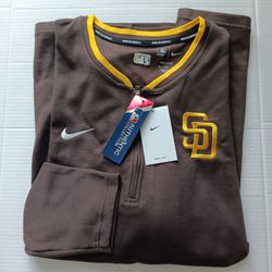 Size 3XL San Diego Padres Nike Mens Brown Authentic Collection Performance Half-Zip Pullover Sweater