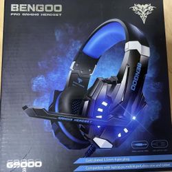 BENGOO G9000 Stereo Gaming Headset for PS4 PC Xbox One PS5 Controller, Noise Cancelling Over Ear Headphones with Mic, LED Light, Bass Surround, Soft M