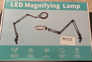 New 12 X Magnifying Glass With Lights/Arm Stand