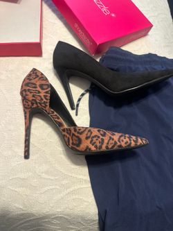 New - Leopard and Black Stilettos- Size 11