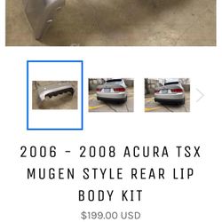 2006 - 2008 ACURA TSX MUGEN STYLE REAR LIP BODY KIT