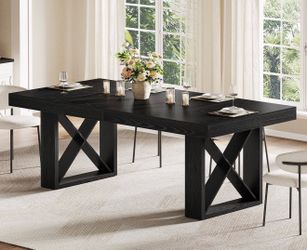 YC0061 new assembled Rectangle Dining Table, 63" Farmhouse Kitchen Table for 4-6 People