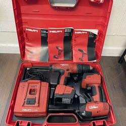 Hilti SID & SFH 144-A Cordless Hammer Drill & Impact Driver Set W/2 Batteries, Charger and Case