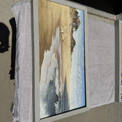 Daniel Pollera “Sun Deck” Framed Coastal Art Print – Beach Adirondack Chair