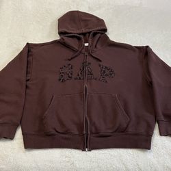 GAP Women's Chocolate Brown Hoodie with animal logo