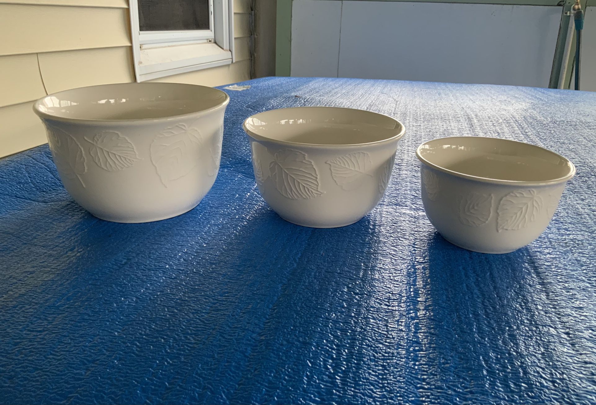 Like New 3 Pieces Ceramic  Leaf Mixed Bowls 
