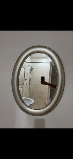 Oval Wall Mirror with Silver Frame
