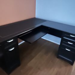 $60 L- Shaped Espresso Color Desk