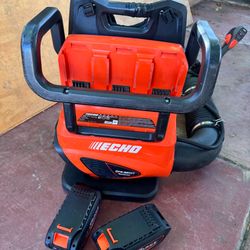 Used echo 56v blower with 2 5.0 batteries and dual charger