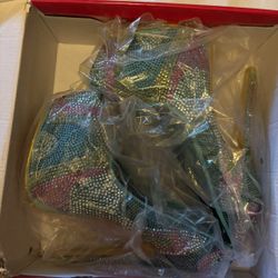 Alba Mint Beaded Platform with Multi colored Rhinestones