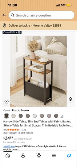 Narrow Side Table with Fabric Basket item comes in the box