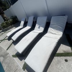 4 Dark Brown Rattan Pool Lounge Chairs 