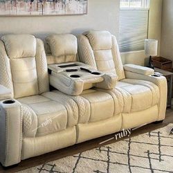 White Color Power Reclining Party Time Sofa  | 39$ Down Payment @ Fastest Delivery 🚚 Color Options 