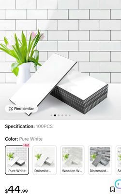 2 boxes of 100 peel-and-stick white tiles
