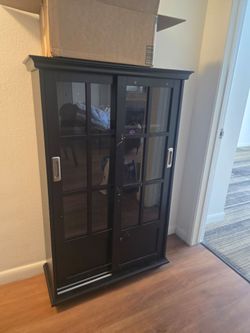 Black Hutch with Removable Doors and Adjustable Shelves