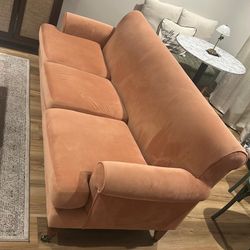 Jennifer Taylor Velvet Sofa - Peach/Orange