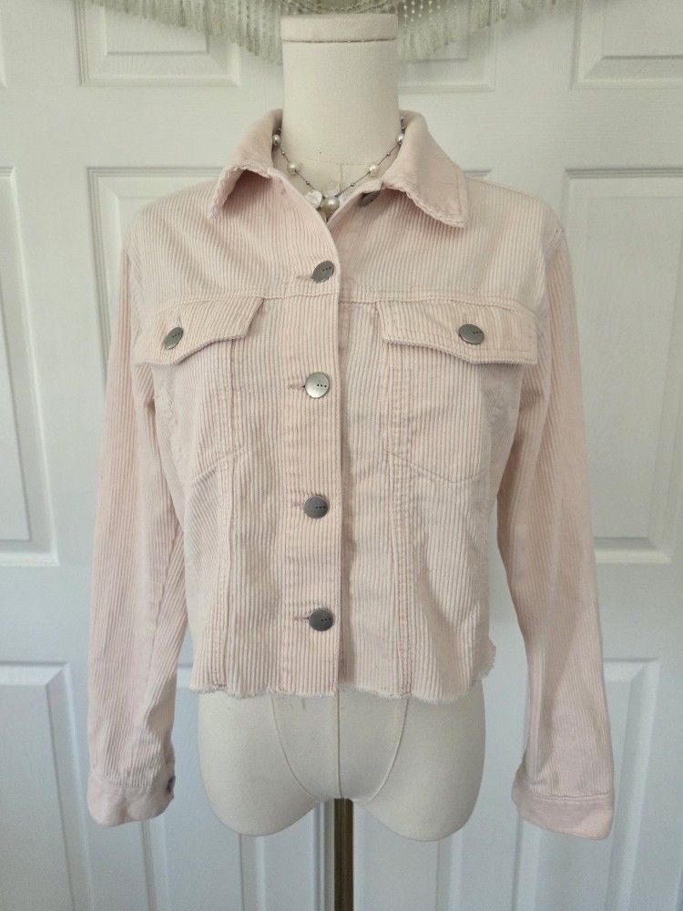 Pink Cropped Jean Jacket Womens SIZE S