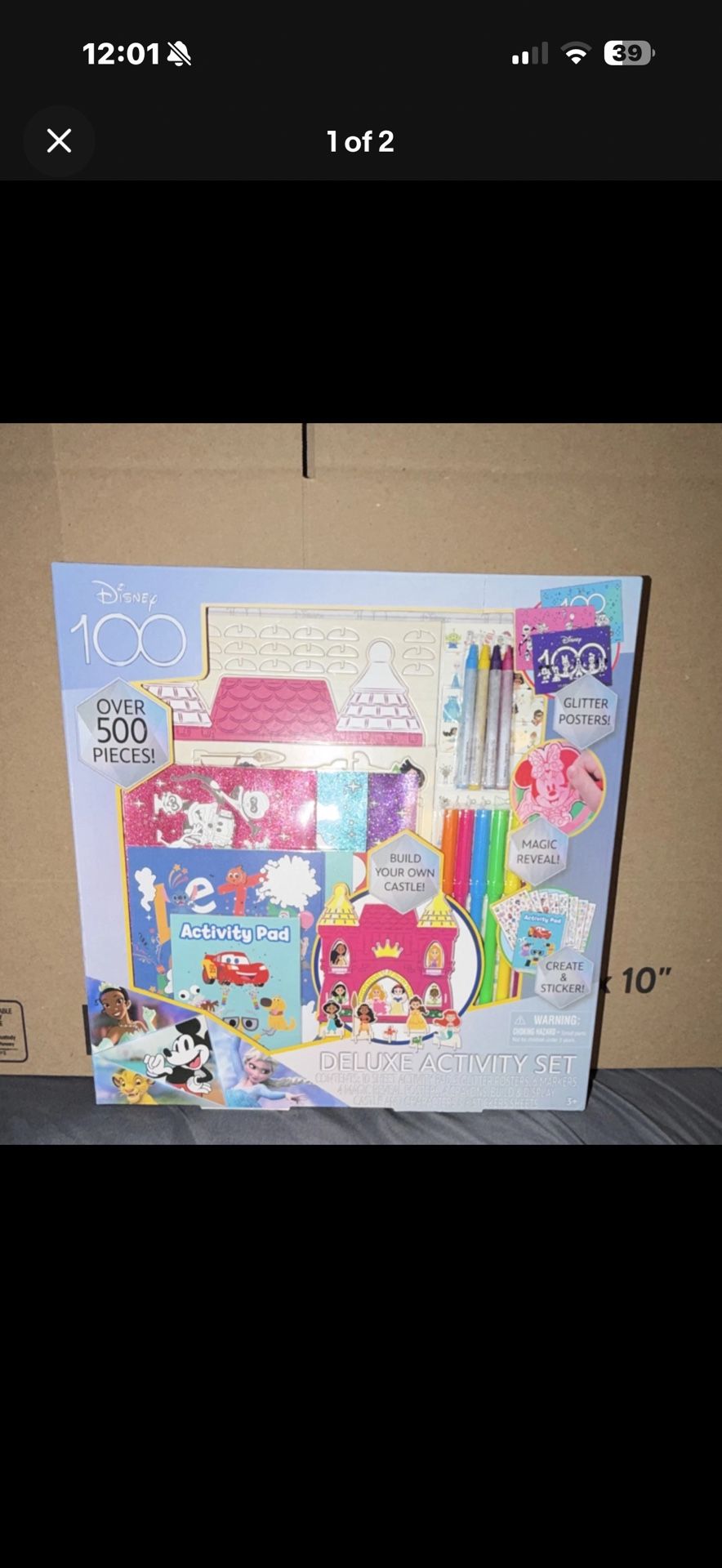 Disney 100th Anniversary Deluxe Activity Set 500+ Piece Castle Glitter Kit
