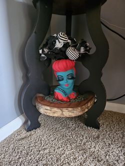 Beetlejuice Inspired Miss Argentina head vase glitter & tattoo