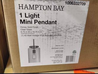 Hampton bay mini pendant light fixture in honey gold, few available