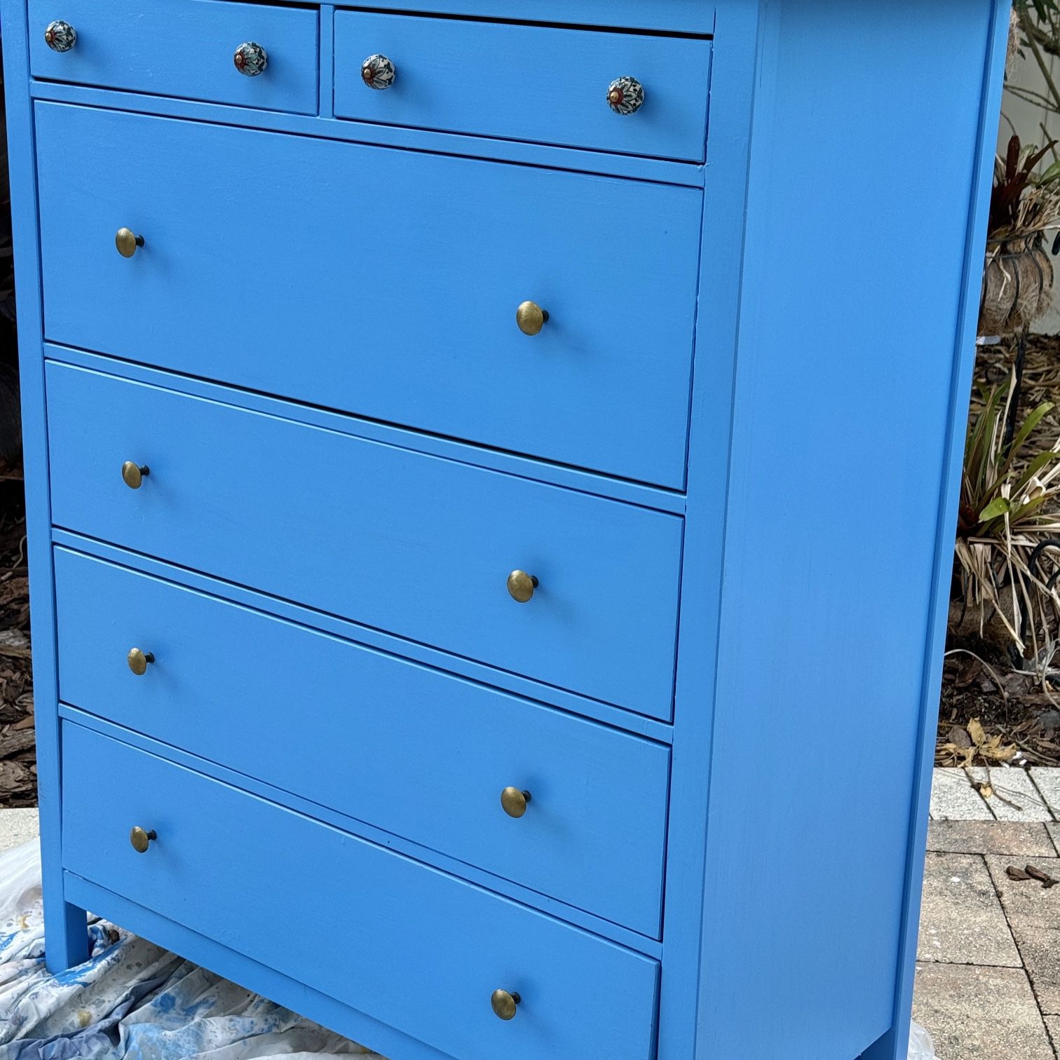 Hand Painted Dresser With Ceramic Knobs
