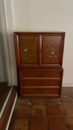 Vintage Asian-inspired chinoiserie two-piece gentlemen’s chest