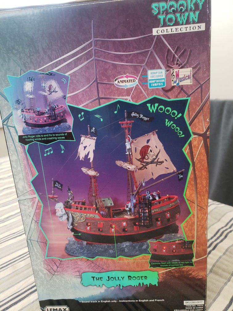 Awesome Halloween Decor Spooky Town Jolly Roger Pirate Ship