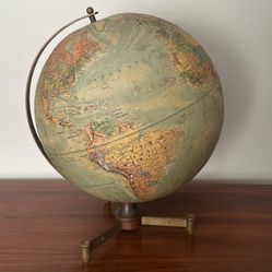 Vintage Mid Century Atomic World Globe Desktop Accent