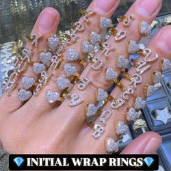 10K Natural Diamonds Initial Wrap Ring 