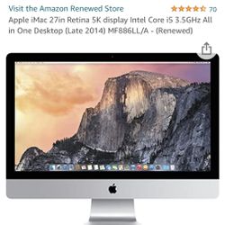 Apple iMac 27-inch Desktop Computer MK482LL/A - 3.2GHz Intel Core i5, 32GB RAM, 3RB HDD - Silver (Renewed)  Apple iMac 27-inch Desktop