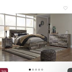 Derekson Panel Storage Queen Bed Frame and Nightstand NO Dresser - Must Pick Up   *Must Pick Up*