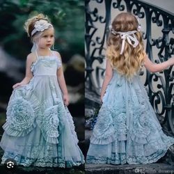 Dollcake, Girl photoshoot princess dress, flower girl, special occasion, vintage dress Blue