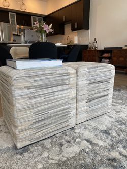 Cow Hide Ottoman - Set Of 2