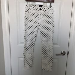 Hudson Women's Size 27 Jeans Nico Super Skinny Mid Rise White Black Polka Dots